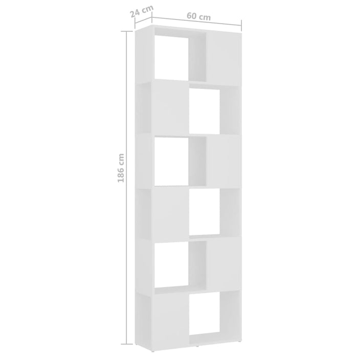 Bibliotecă/Separator cameră, alb, 60x24x186 cm - WALTI WALTI