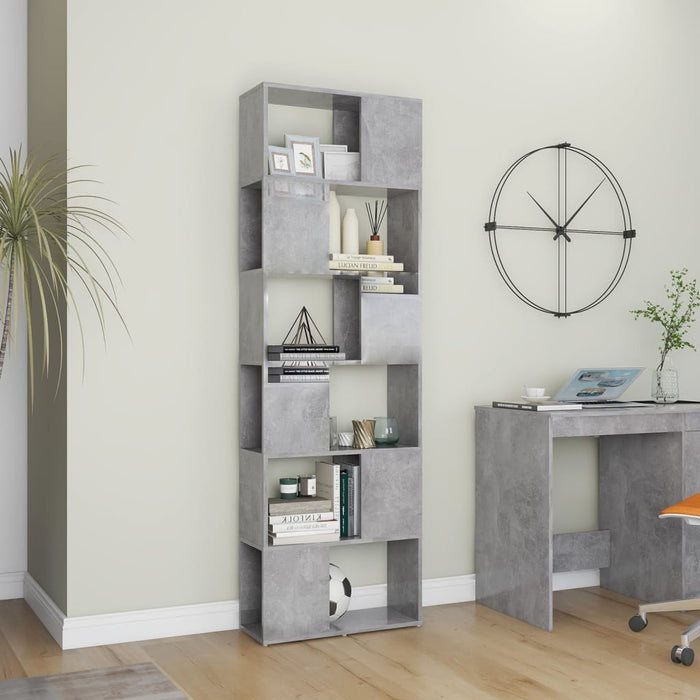 Bibliotecă/Separator cameră, gri beton, 60x24x186 cm, PAL - WALTI WALTI