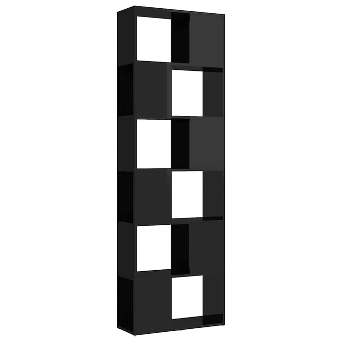 Bibliotecă/Separator cameră, negru extralucios, 60x24x186 cm WALTI