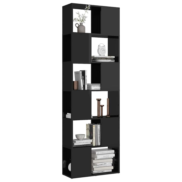 Bibliotecă/Separator cameră, negru extralucios, 60x24x186 cm WALTI