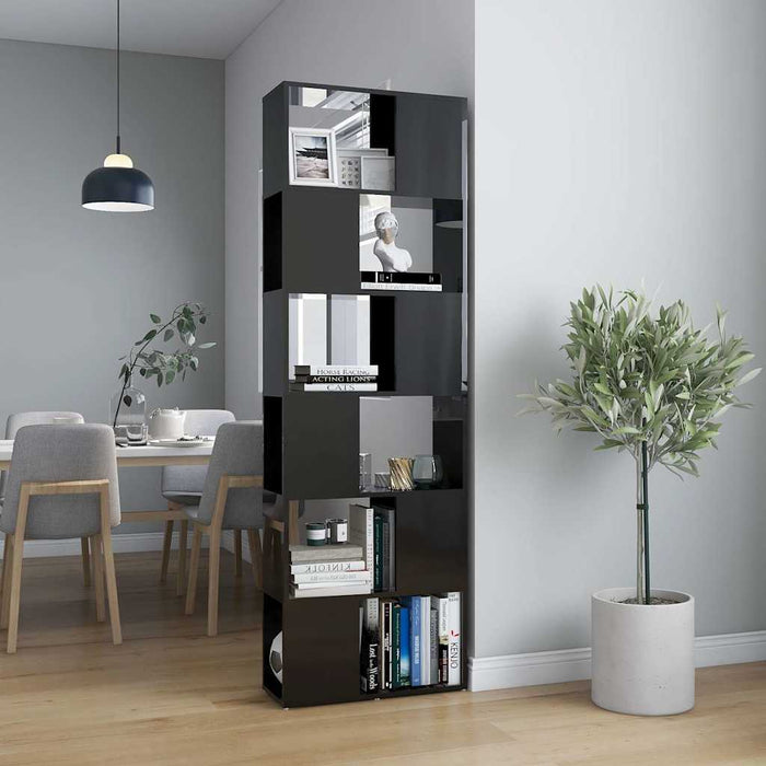 Bibliotecă/Separator cameră, negru extralucios, 60x24x186 cm WALTI