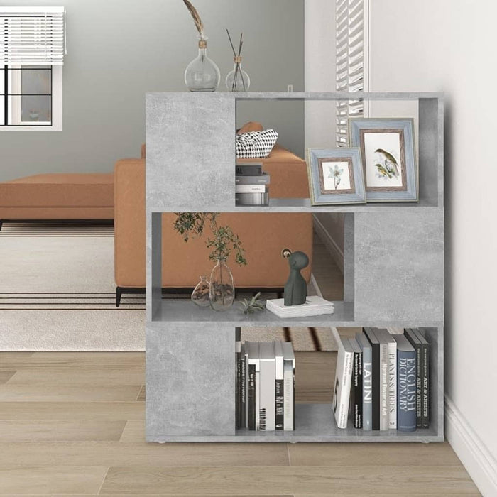 Bibliotecă/Separator cameră, gri beton, 80x24x94 cm, PAL - WALTI WALTI