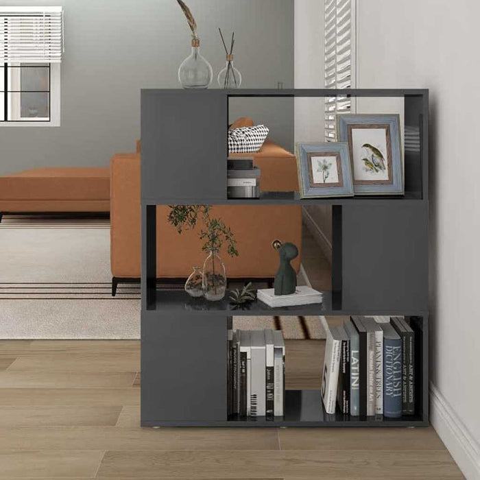 Bibliotecă/Separator cameră, gri extralucios, 80x24x94cm, PAL WALTI