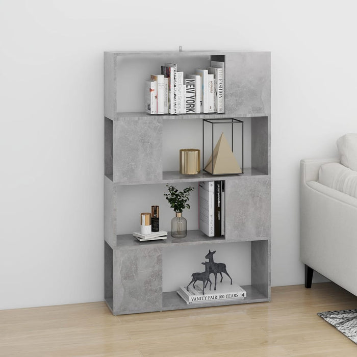 Bibliotecă/Separator cameră, gri beton, 80x24x124,5 cm, PAL - WALTI WALTI