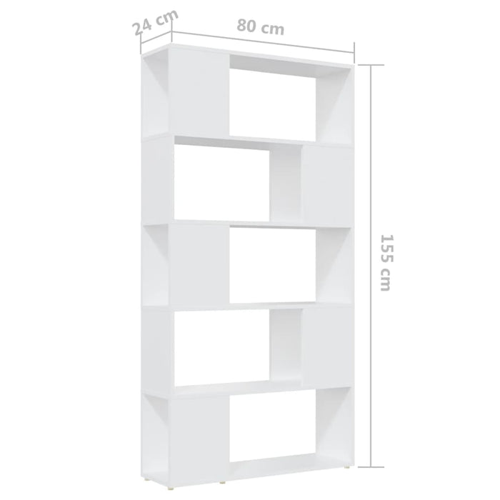 Bibliotecă/Separator cameră, alb, 80x24x155 cm, PAL - WALTI WALTI