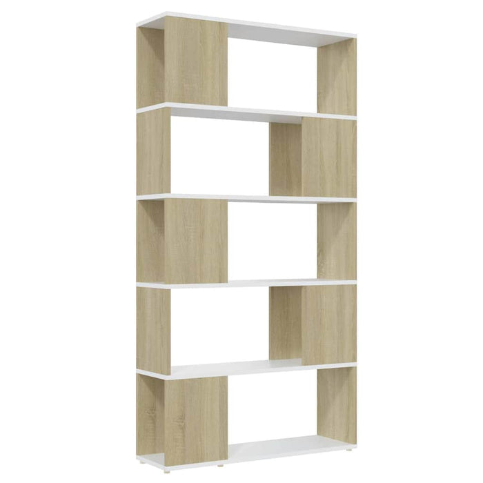 Bibliotecă/Separator cameră alb&stejar Sonoma 80x24x155cm PAL WALTI