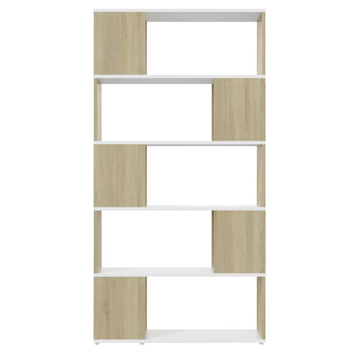 Bibliotecă/Separator cameră alb&stejar Sonoma 80x24x155cm PAL WALTI