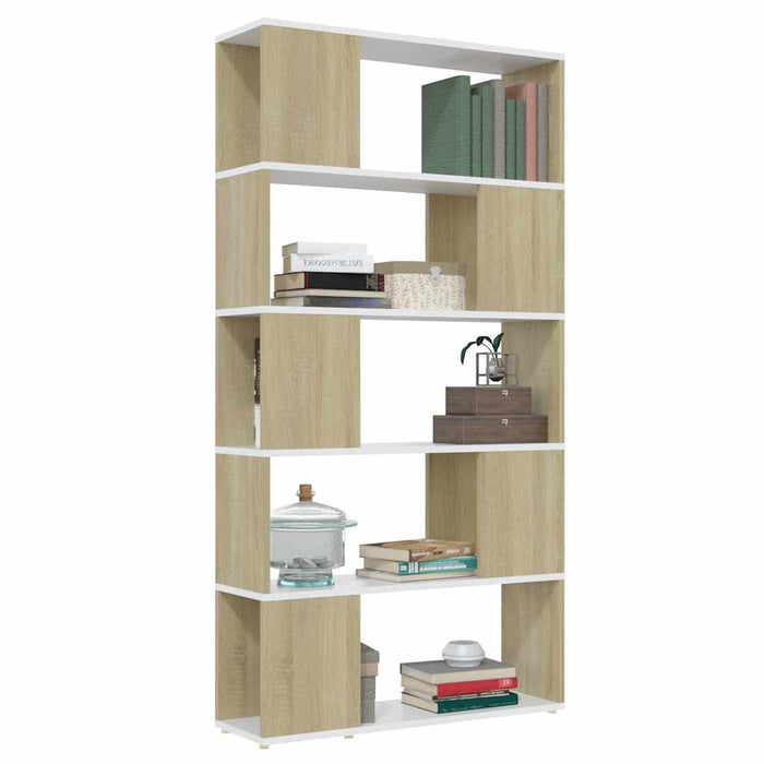 Bibliotecă/Separator cameră alb&stejar Sonoma 80x24x155cm PAL WALTI