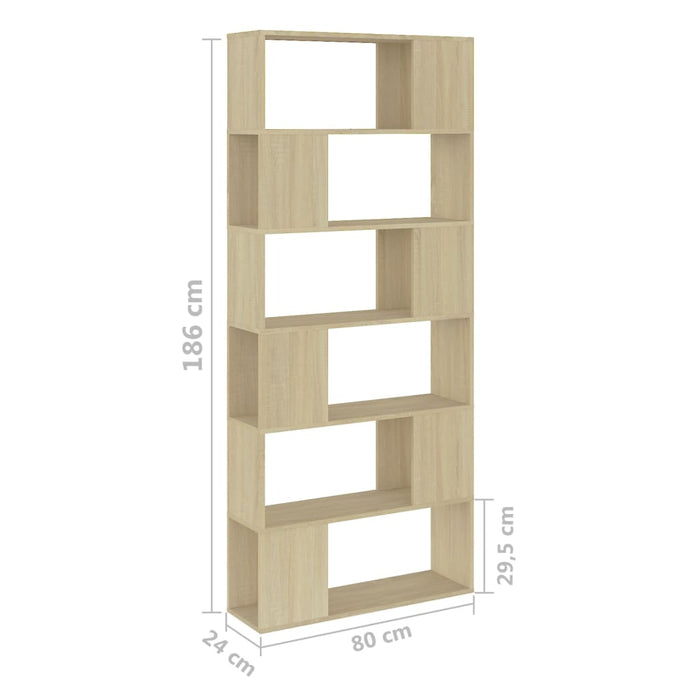 Bibliotecă/Separator cameră, stejar sonoma, 80x24x186 cm, PAL - WALTI WALTI