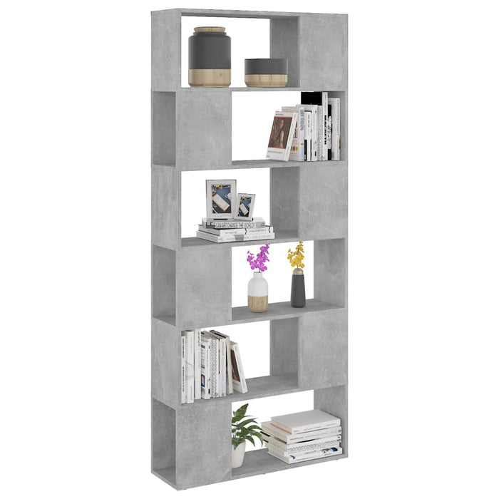Bibliotecă/Separator cameră, gri beton, 80x24x186 cm, PAL - WALTI WALTI