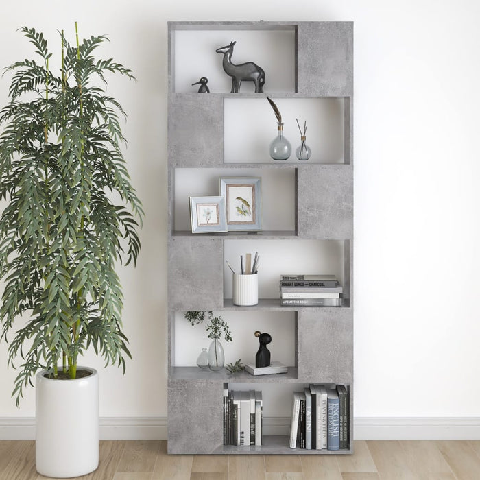 Bibliotecă/Separator cameră, gri beton, 80x24x186 cm, PAL - WALTI WALTI