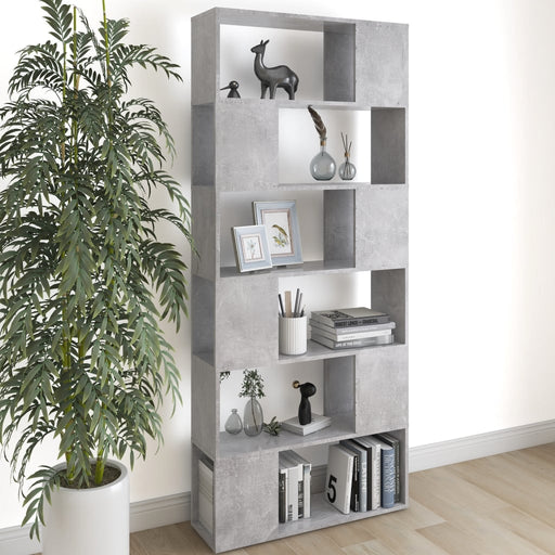 Bibliotecă/Separator cameră, gri beton, 80x24x186 cm, PAL - WALTI WALTI