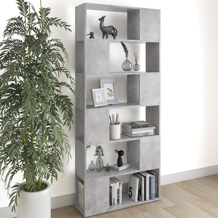 Bibliotecă/Separator cameră, gri beton, 80x24x186 cm, PAL - WALTI WALTI