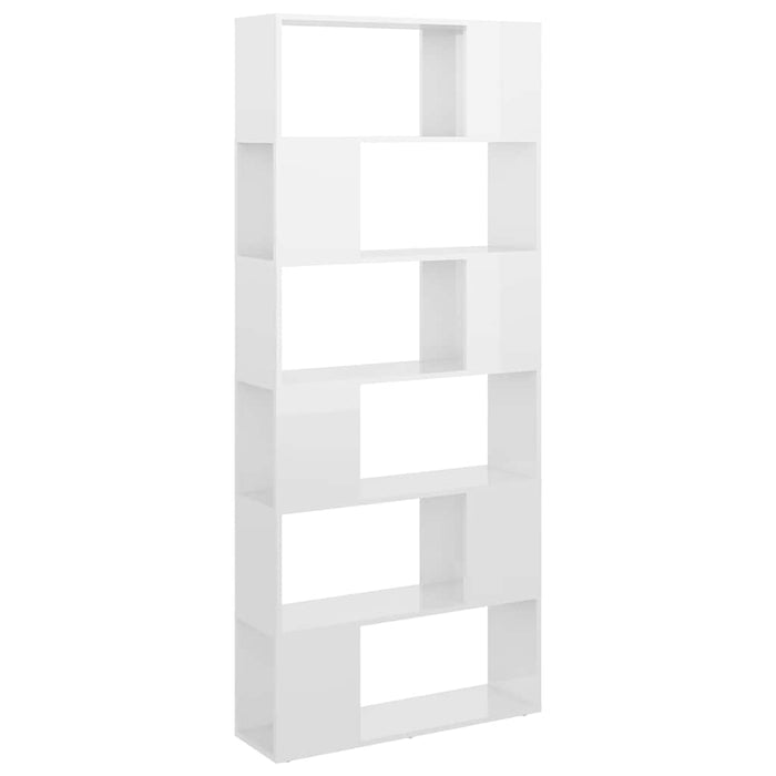 Bibliotecă/Separator cameră, alb extralucios, 80x24x186 cm, PAL WALTI
