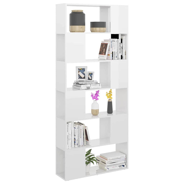 Bibliotecă/Separator cameră, alb extralucios, 80x24x186 cm, PAL WALTI