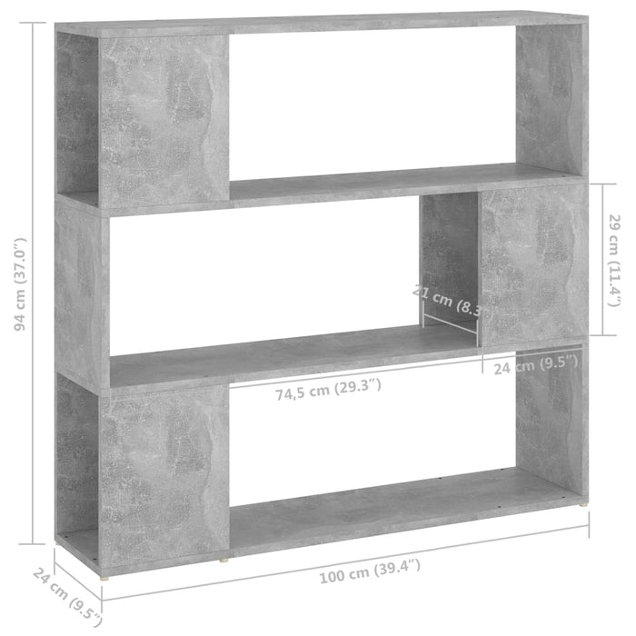Bibliotecă/Separator cameră, gri beton, 100x24x94 cm - WALTI WALTI