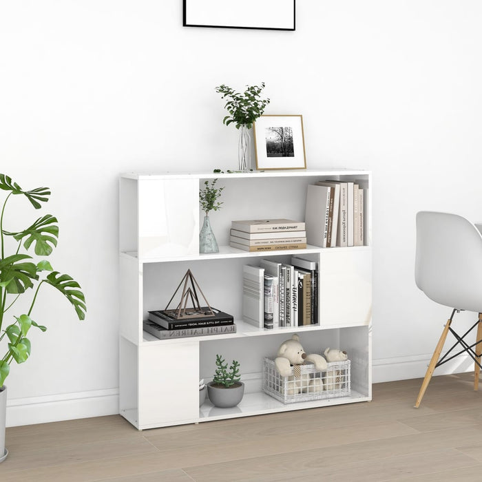 Bibliotecă/Separator cameră, alb extralucios, 100x24x94 cm - WALTI WALTI