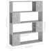 Bibliotecă/Separator cameră, gri beton, 100x24x124 cm - WALTI WALTI