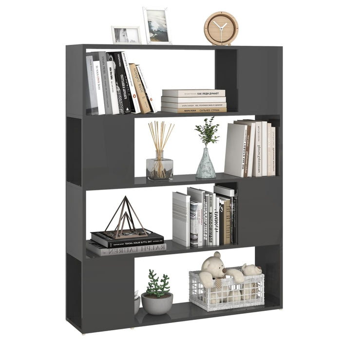 Bibliotecă/Separator cameră, gri extralucios, 100x24x124 cm - WALTI WALTI