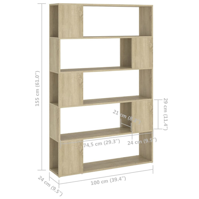 Bibliotecă/Separator cameră, stejar sonoma, 100x24x155 cm PAL - WALTI WALTI