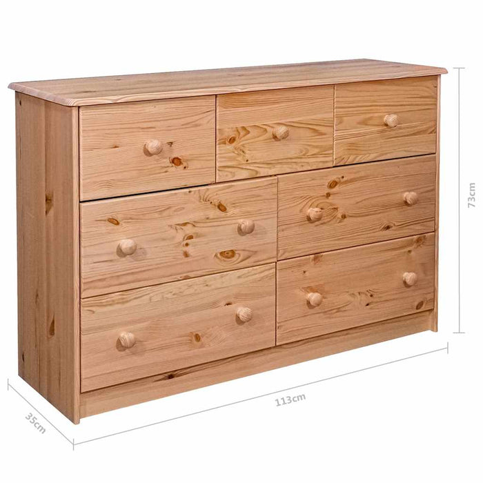 Servantă cu 7 sertare, 113x35x73 cm, lemn masiv de pin WALTI