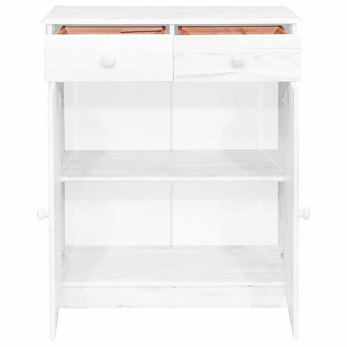 Servantă cu 2 sertare, alb, 78x35x89 cm, lemn masiv de pin WALTI