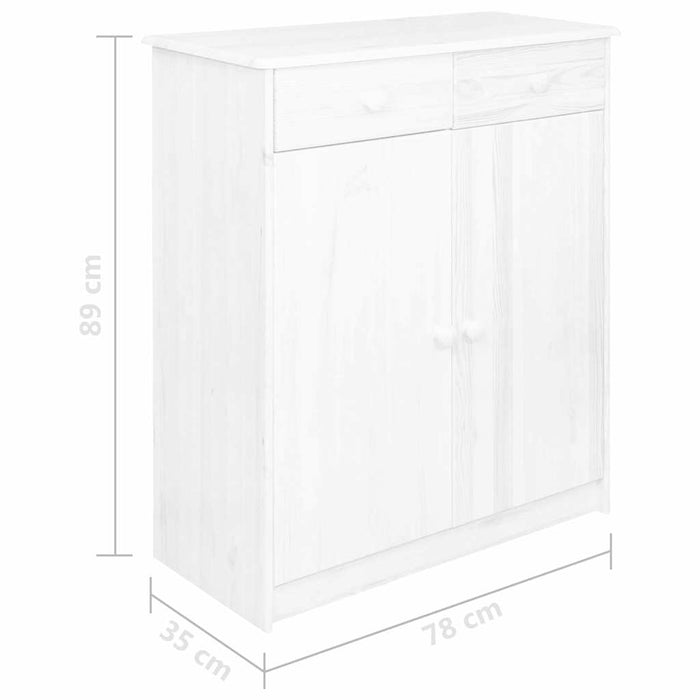 Servantă cu 2 sertare, alb, 78x35x89 cm, lemn masiv de pin WALTI
