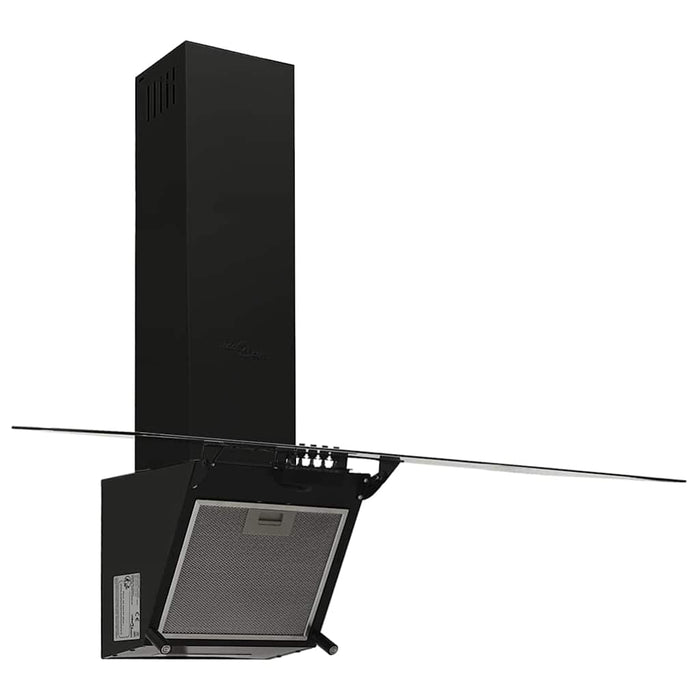 Hotă de perete, negru, 90 cm, oțel și sticlă securizată WALTI
