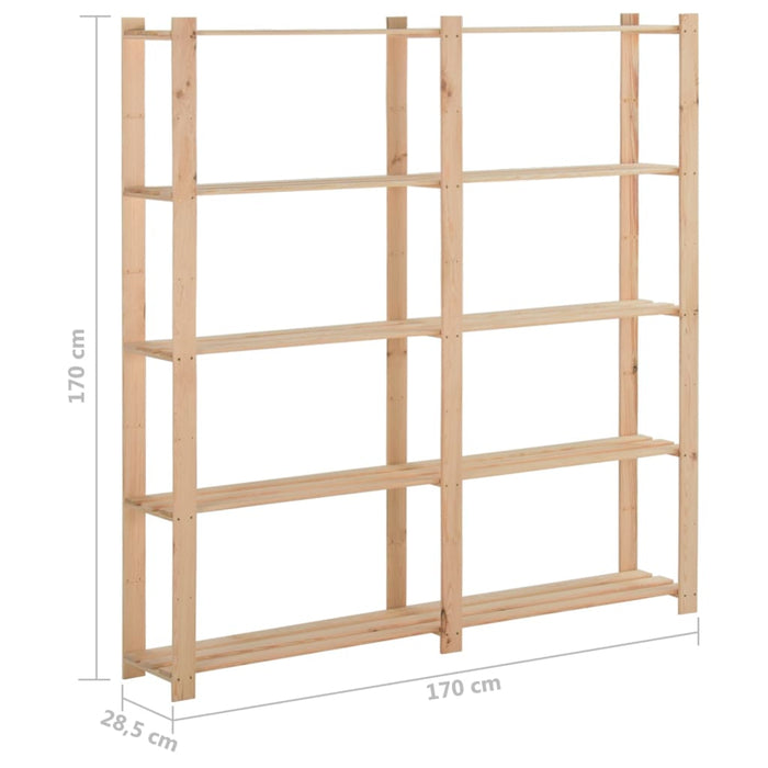 Raft depozitare 5 niveluri, 170x28,5x170 cm, lemn de pin masiv - WALTI WALTI