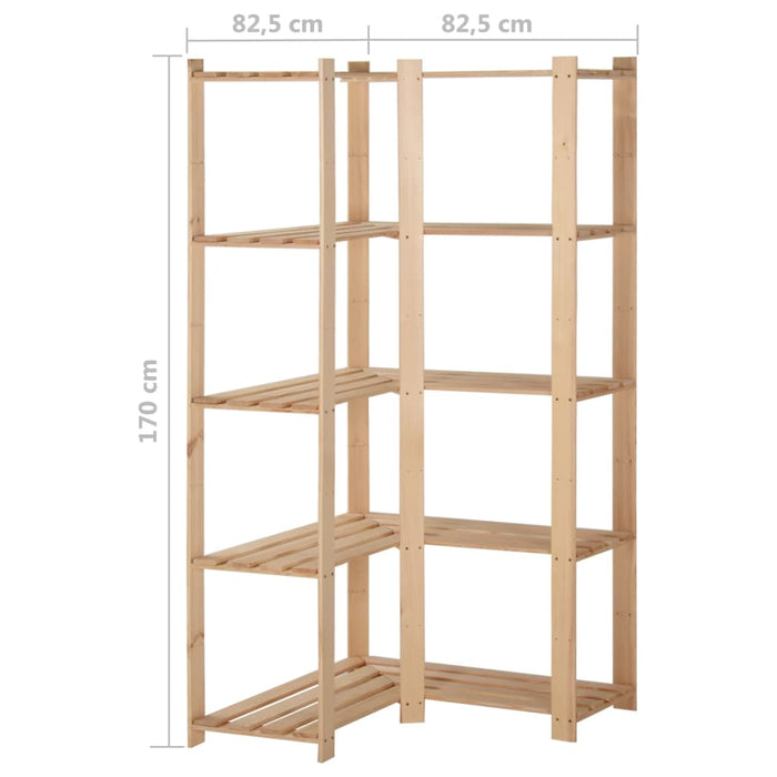 Raft depozitare de colț 5 niveluri, 82,5x82,5x170 cm, lemn pin - WALTI WALTI