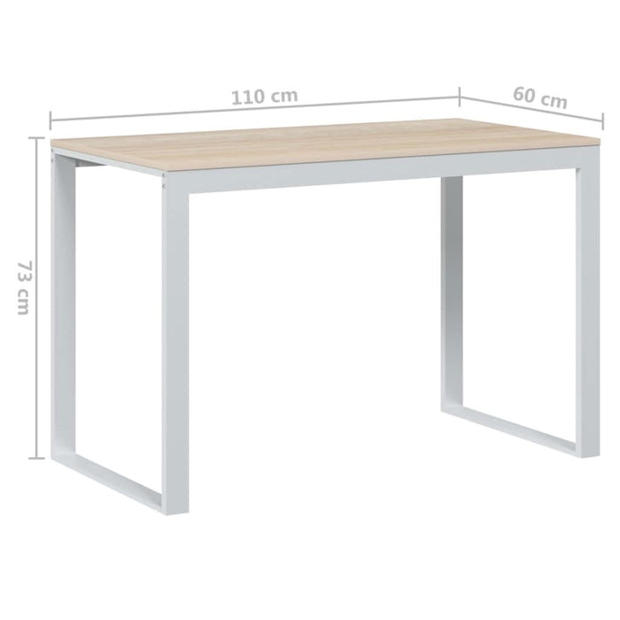 Birou de calculator, alb/stejar, 110x60x73 cm, lemn prelucrat - WALTI WALTI