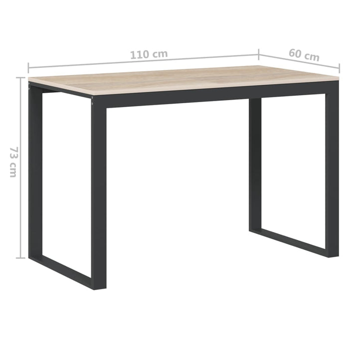 Birou de calculator, negru/stejar, 110x60x73 cm, lemn prelucrat WALTI