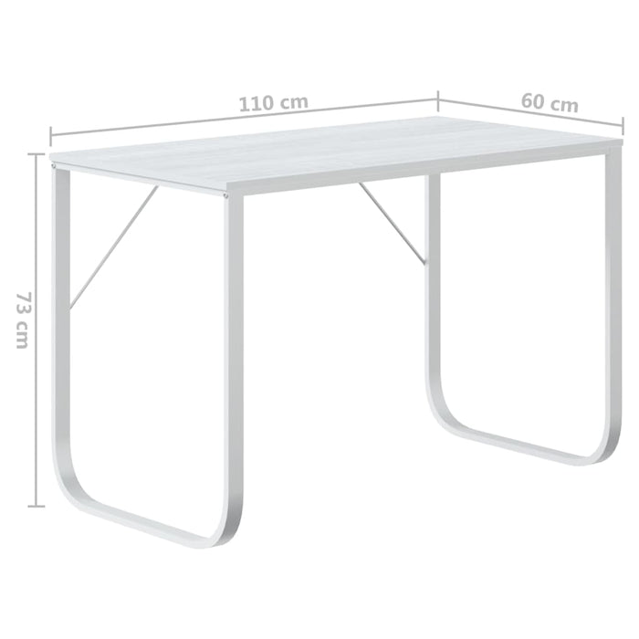 Birou de computer, alb, 110x60x73 cm, lemn prelucrat WALTI