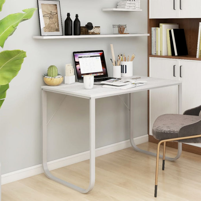 Birou de computer, alb, 110x60x73 cm, lemn prelucrat WALTI