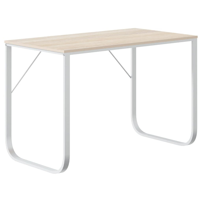 Birou de calculator, alb/stejar, 110x60x73 cm, lemn prelucrat WALTI