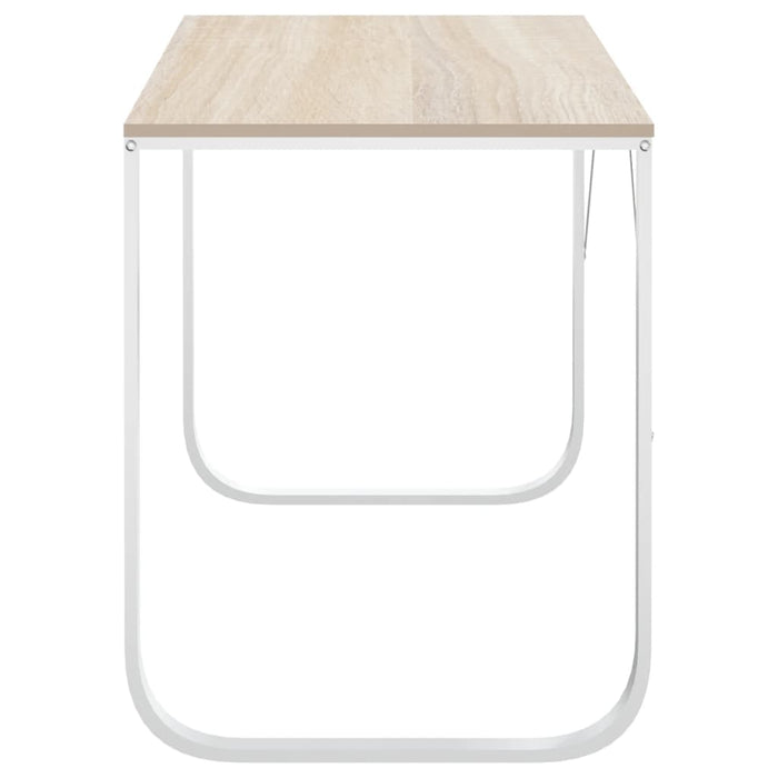 Birou de calculator, alb/stejar, 110x60x73 cm, lemn prelucrat WALTI