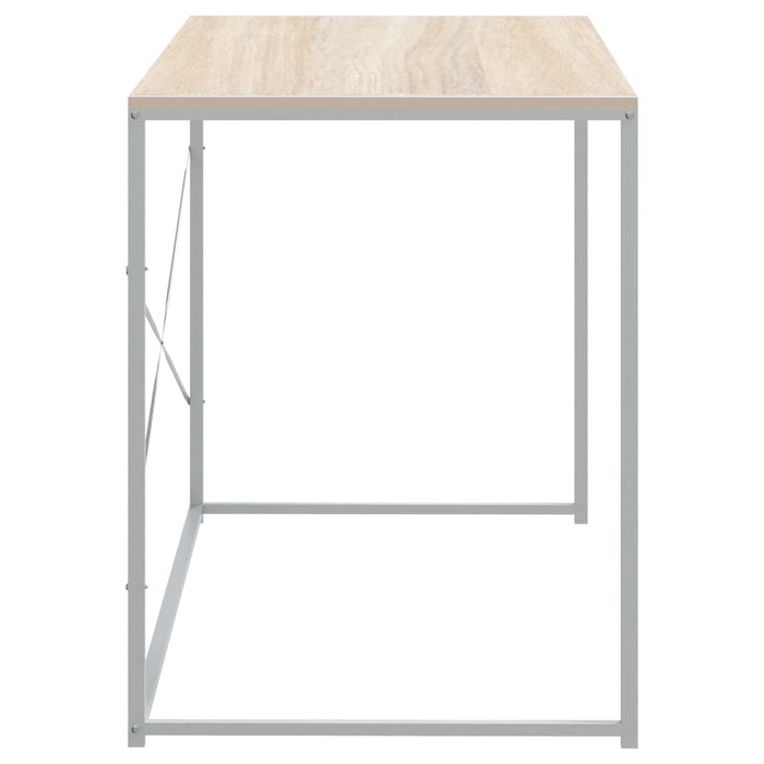 Birou de computer, alb și stejar, 110x60x70 cm, lemn prelucrat WALTI