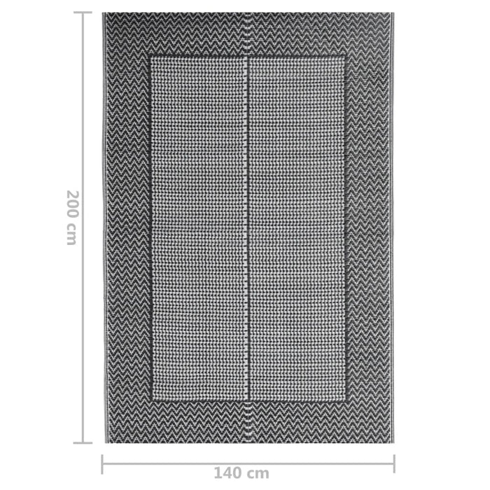 Covor de exterior, ARAKIL negru, 140x200 cm, PP - WALTI WALTI