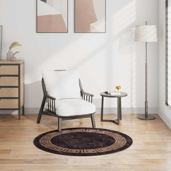 Covor lavabil, negru și auriu, φ120 cm WALTI