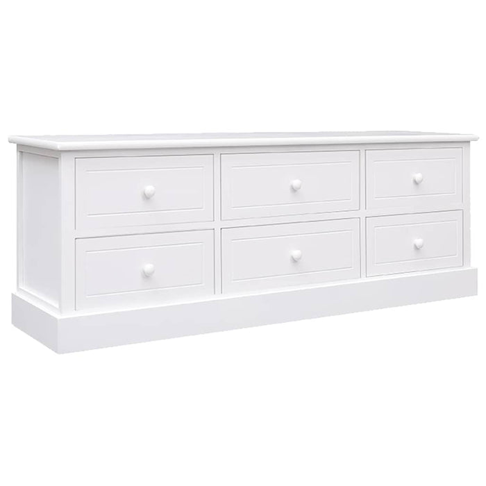 Comodă TV, alb, 108x30x40 cm, lemn masiv de paulownia WALTI