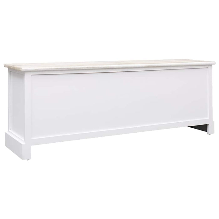 Comodă TV, alb/maro deschis, 108x30x40 cm, lemn masiv paulownia WALTI