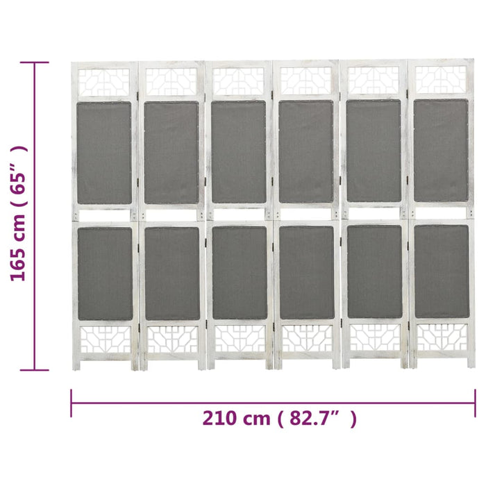 Paravan de cameră cu 6 panouri, gri, 210x165 cm, textil - WALTI WALTI