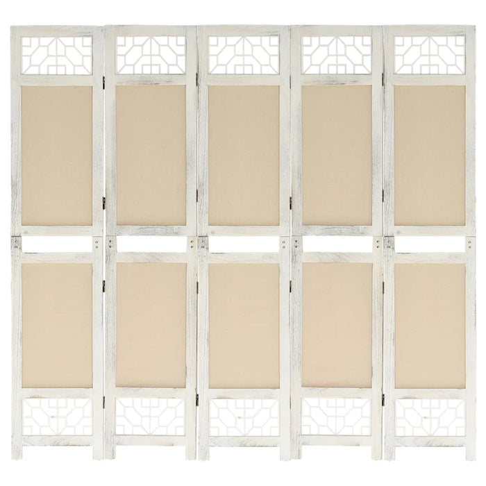 Paravan de cameră cu 5 panouri, crem, 175x165 cm, textil - WALTI WALTI