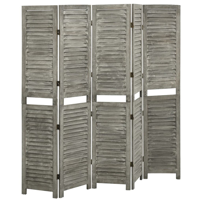 Separator cameră cu 5 panouri, gri, 179x166 cm, lemn masiv - WALTI WALTI