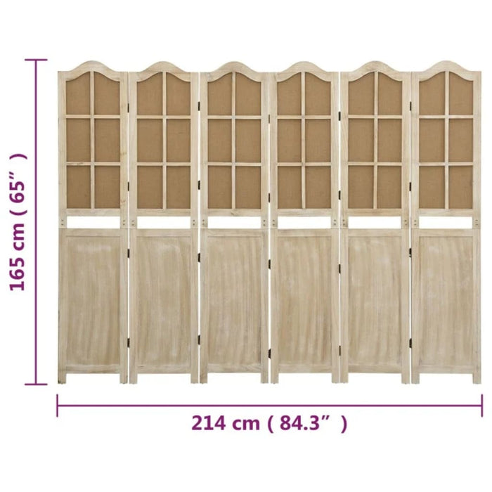 Paravan de cameră cu 6 panouri, maro, 214x165 cm, textil - WALTI WALTI