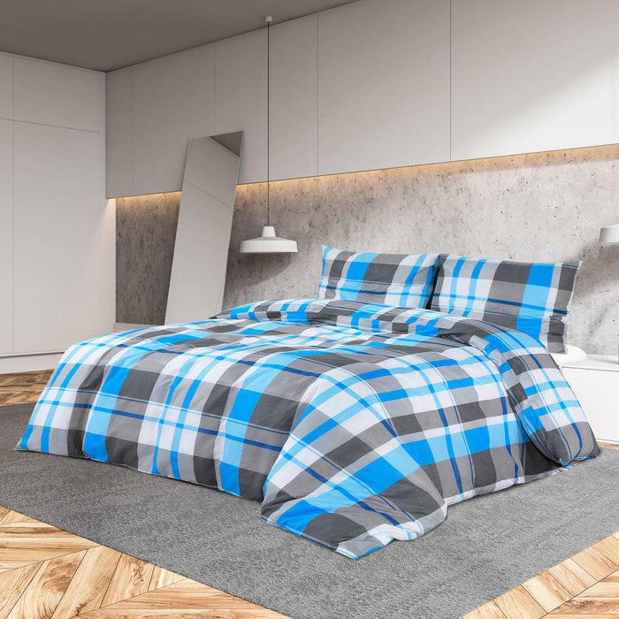 Set cu husă de pilotă, albastru și gri, 140x200 cm, bumbac WALTI
