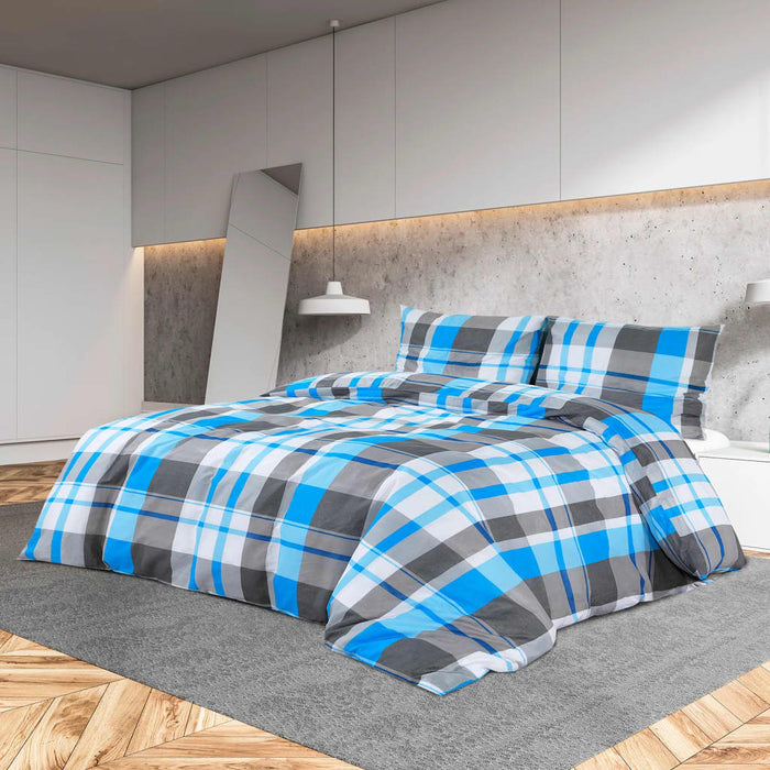 Set cu husă de pilotă, albastru și gri, 135x200 cm, bumbac - WALTI WALTI