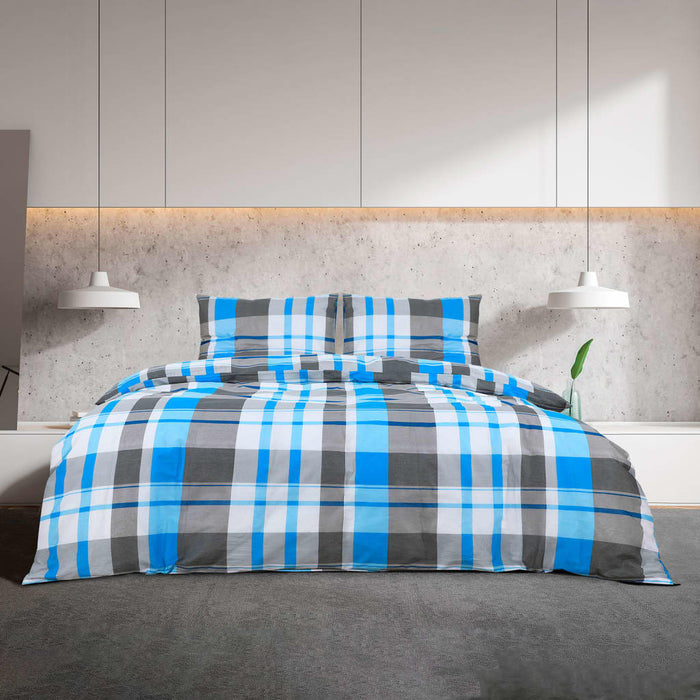 Set cu husă de pilotă, albastru și gri, 200x200 cm, bumbac WALTI