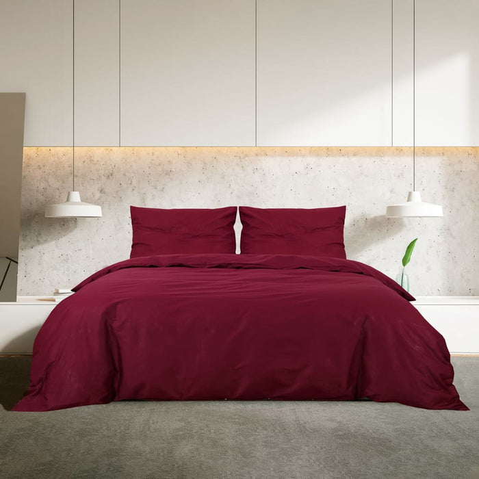 Set lenjerie cu husă de pilotă, bordo, 200x200 cm, bumbac WALTI