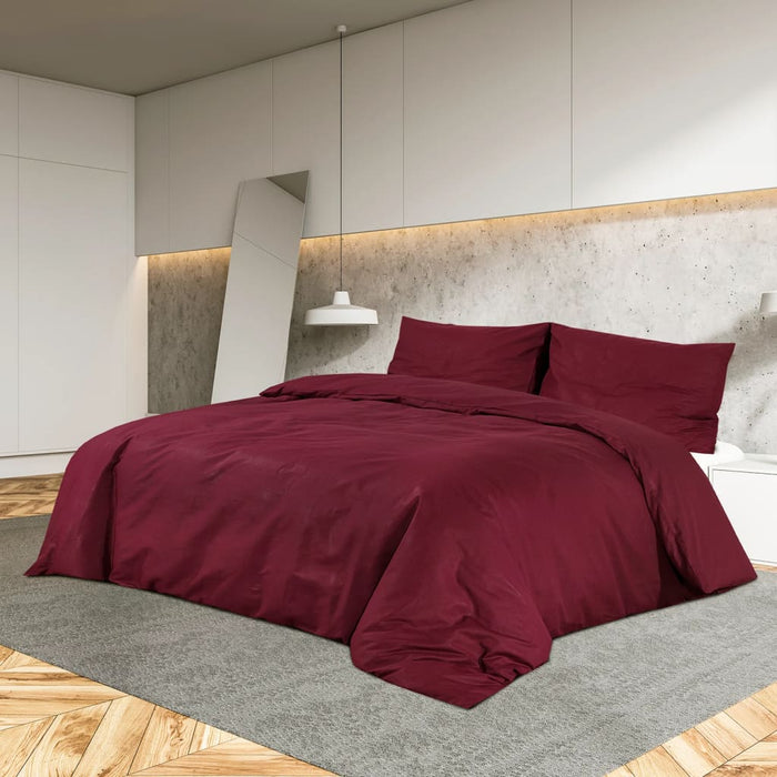 Set lenjerie cu husă de pilotă, bordo, 200x200 cm, bumbac WALTI
